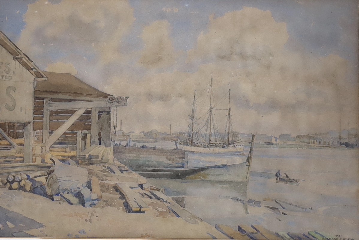 Bernard Cecil Gotch (1876-1964), watercolour, 'The Hamble River, Hamble, Dorset', signed and dated 1919, 24 x 35cm.